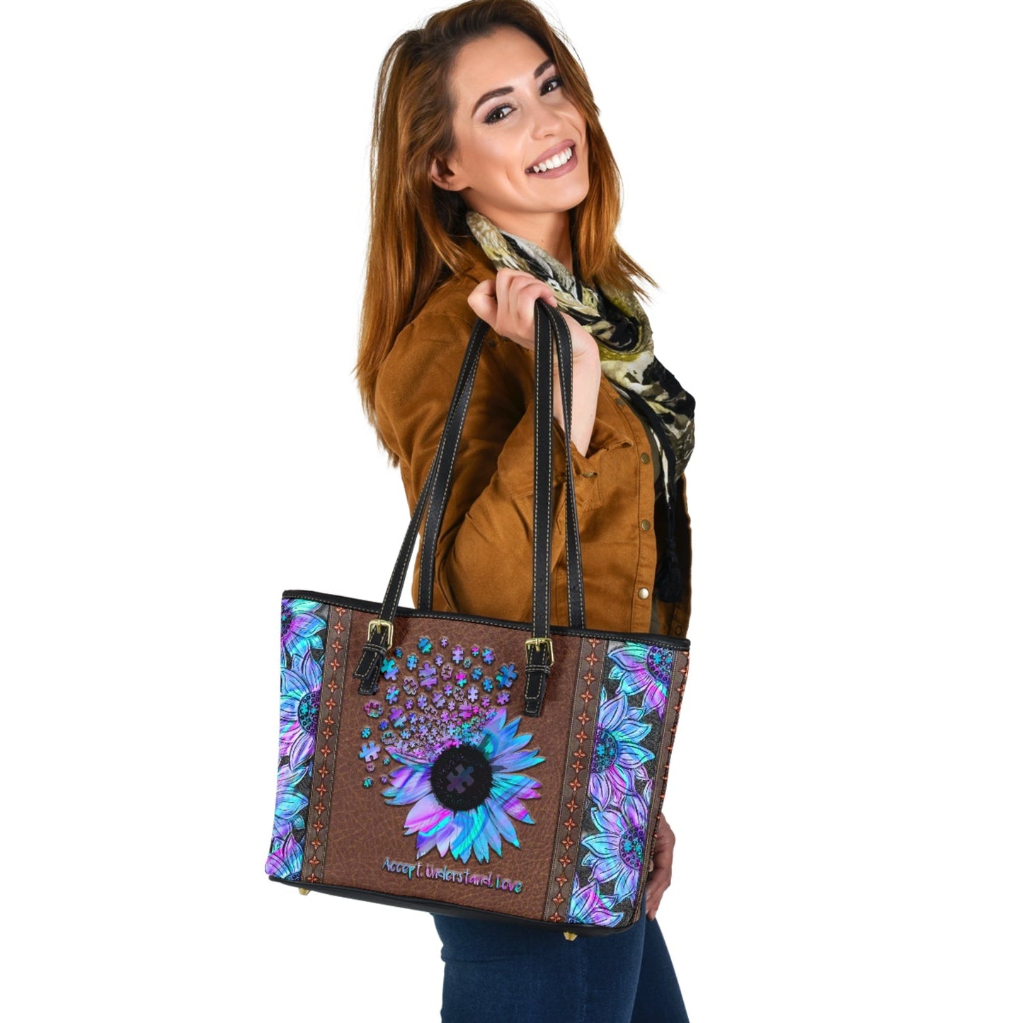 Accept Understand Love Autism Awareness Leather Bag 0622