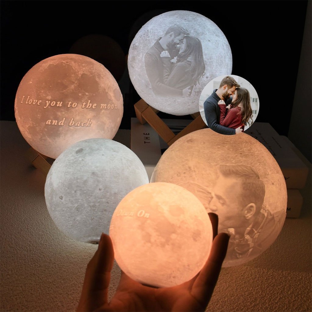 Any Photo - gift for cat lover, dog lover - Personalized Photo Moon Lamp