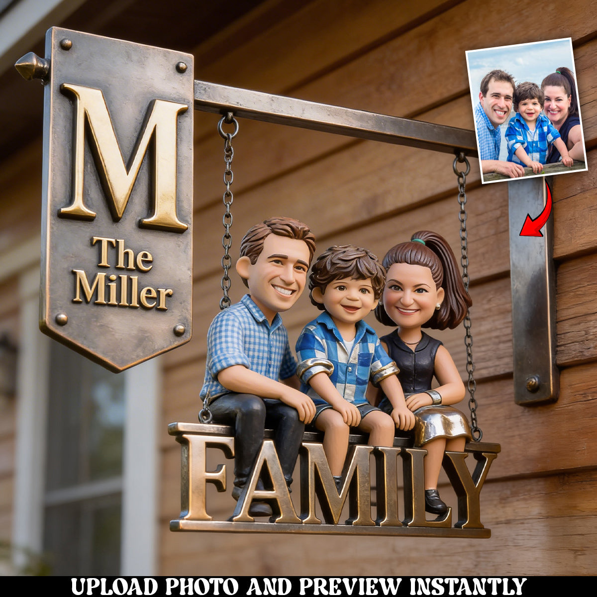 Initial Letter, Custom From Photo - Personalized Family Wooden Wall Mount Sign