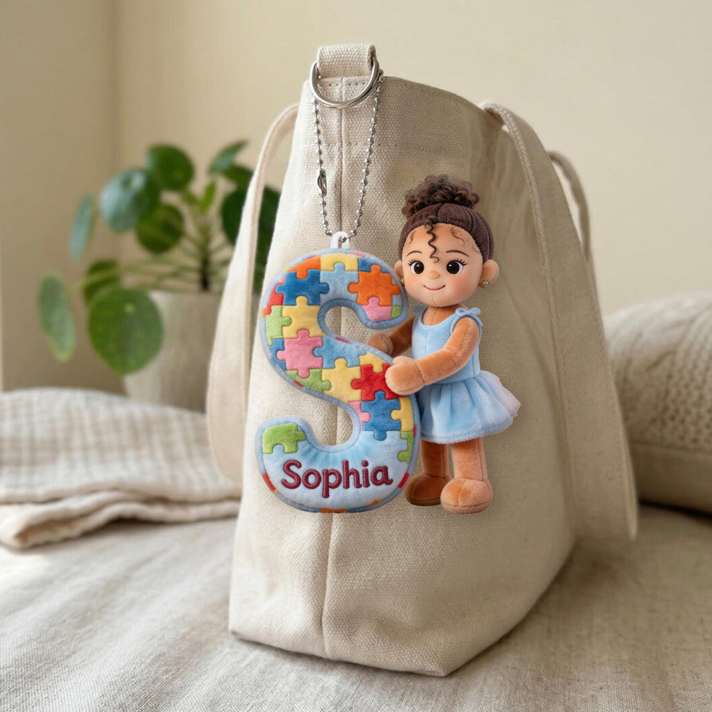 Autism Awareness Alphabet - Personalized Autism Awareness Plush Keychain
