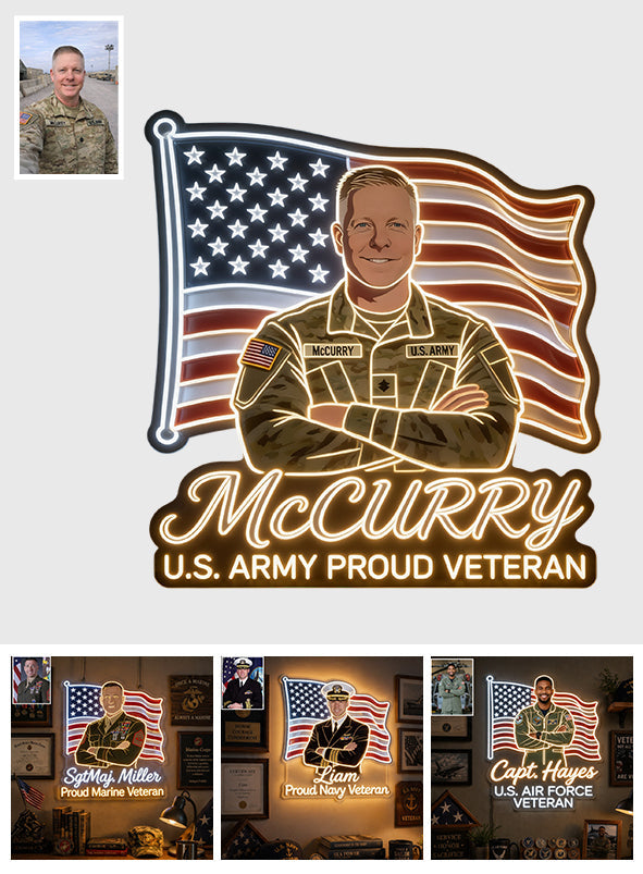 America Veteran - Personalized Veteran LED Light Acrylic Sign