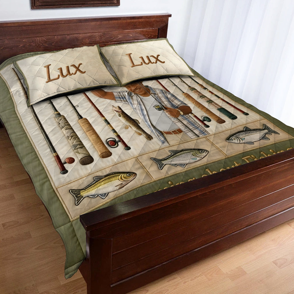 Dreaming About Fishing - Personalized Fishing Quilt Set
