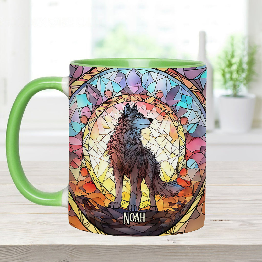 Fierce Spirit - Personalized Wolf Accent Mug