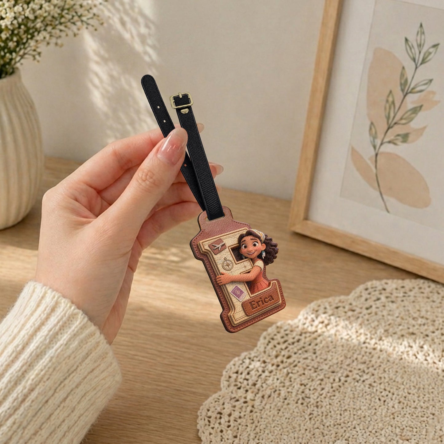 Custom Any Photo Initial Name Letter - Personalized Travelling Luggage Tag