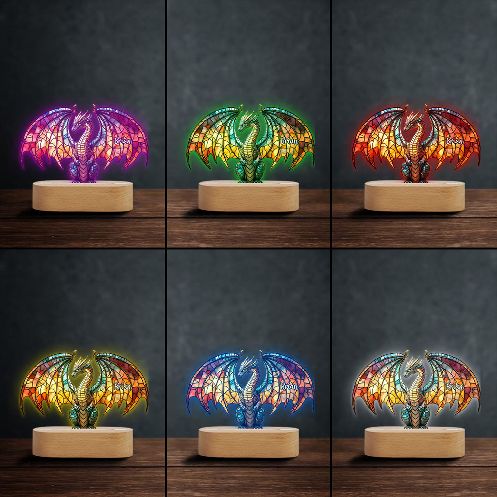 Colorful Dragon - Personalized Dragon Shaped Plaque Light Base