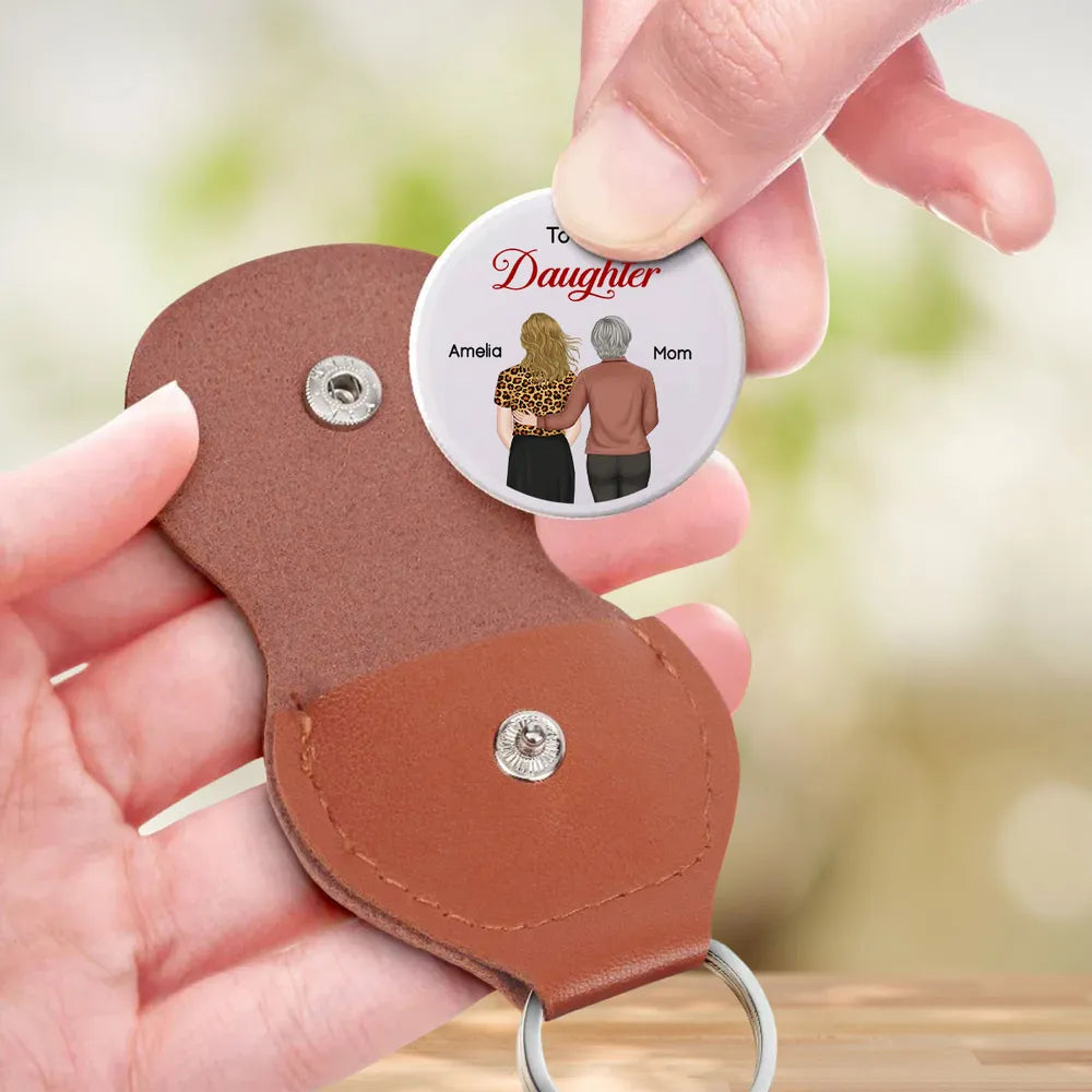 Personalized Pocket Hug for Daughter from Mom - Back View Hug Illustration Keepsake, Unique Gift She Can Carry Daily