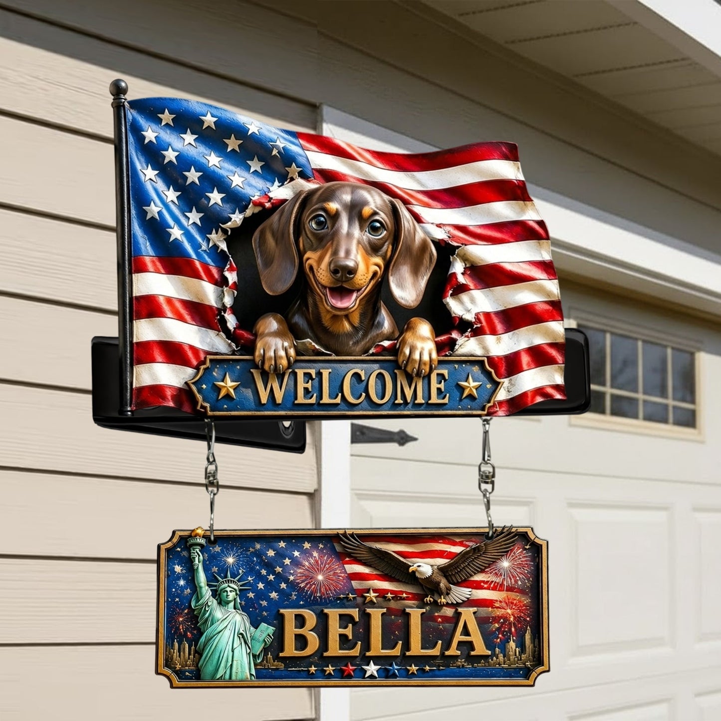 Any Photo Peeking Pets - Personalized Dog Wooden Wall Mount Sign