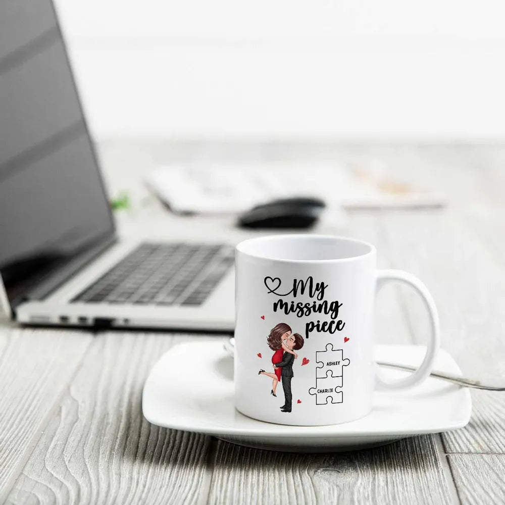 My Missing Piece Couple Hugging Kissing Valentine‘s Day Gift For Her Gift For Him Personalized Mug
