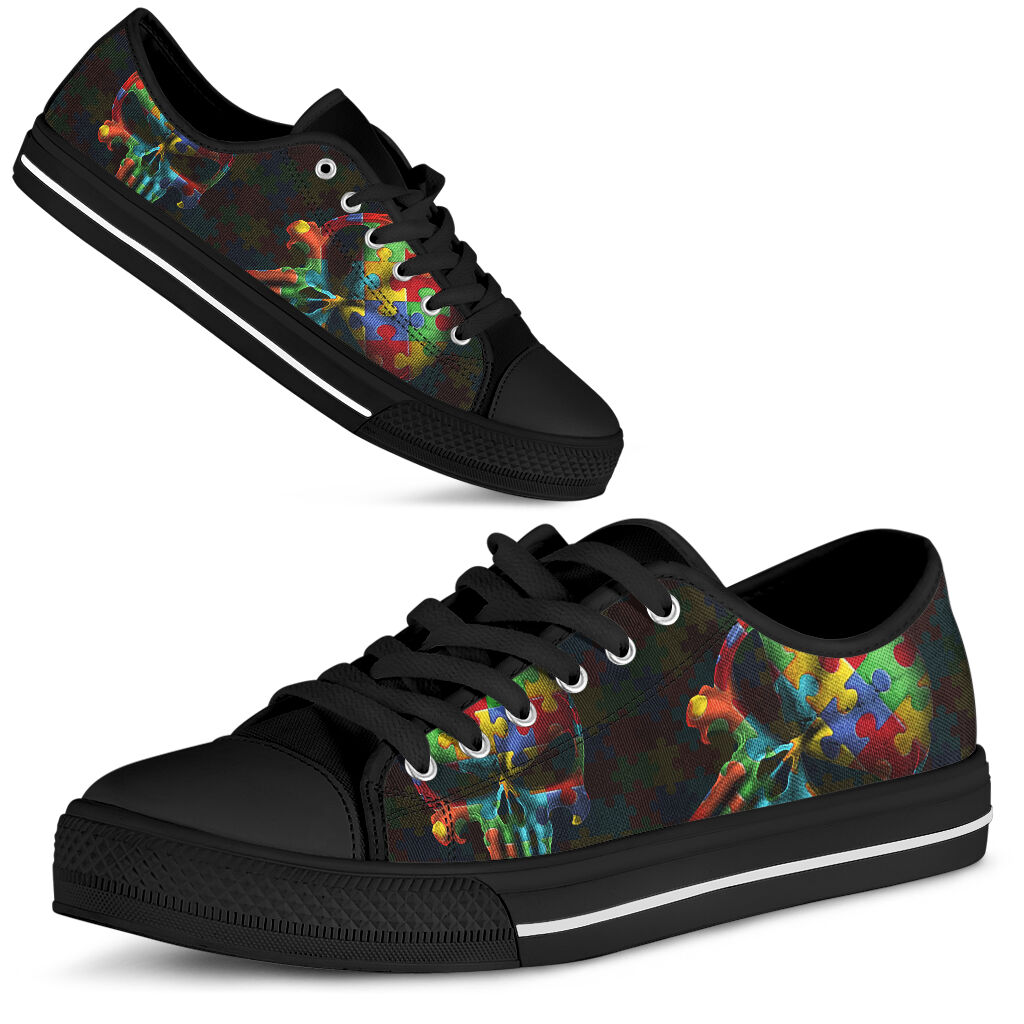 Autism Punisher Skull Autism Awareness Low Top Shoes 0622