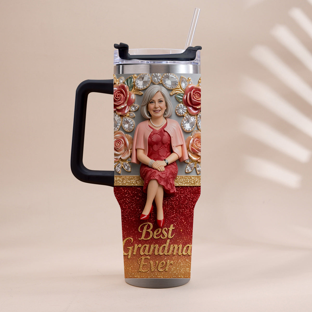 Best Grandma Ever, Perfect For Mom, Nana - Personalized Grandma Tumbler With Handle