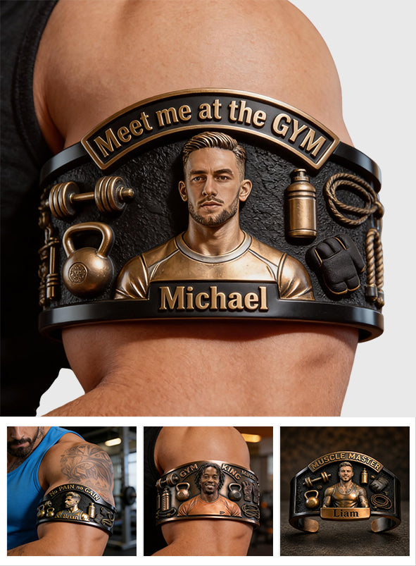 Gym King - Personalized Fitness Shaped Cuff Bracelet