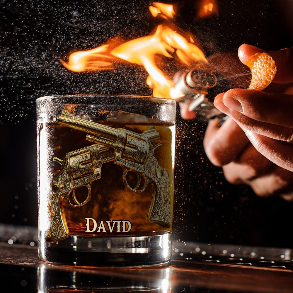 I like Whiskey And Guns And Maybe 3 People - Personalized Whisky Whiskey Glass