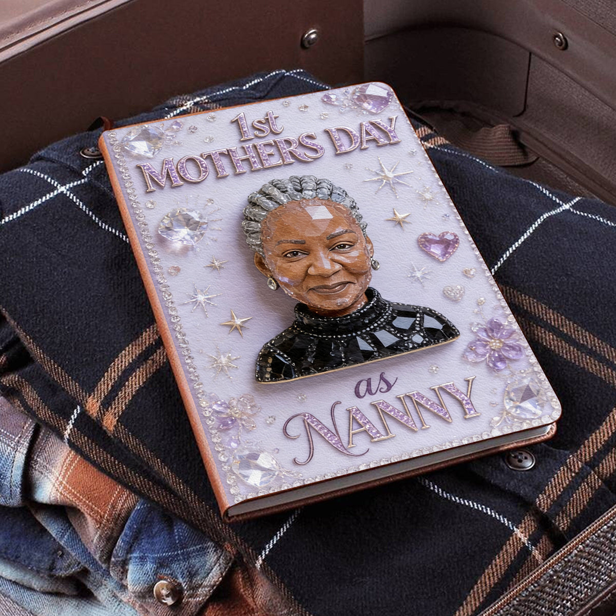 Custom Birthstone Woman Notebook - Personalized Mother Leather Journal