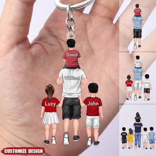 Personalized Dad/Grandpa/Mom/Nana With Kids Acrylic Keychain