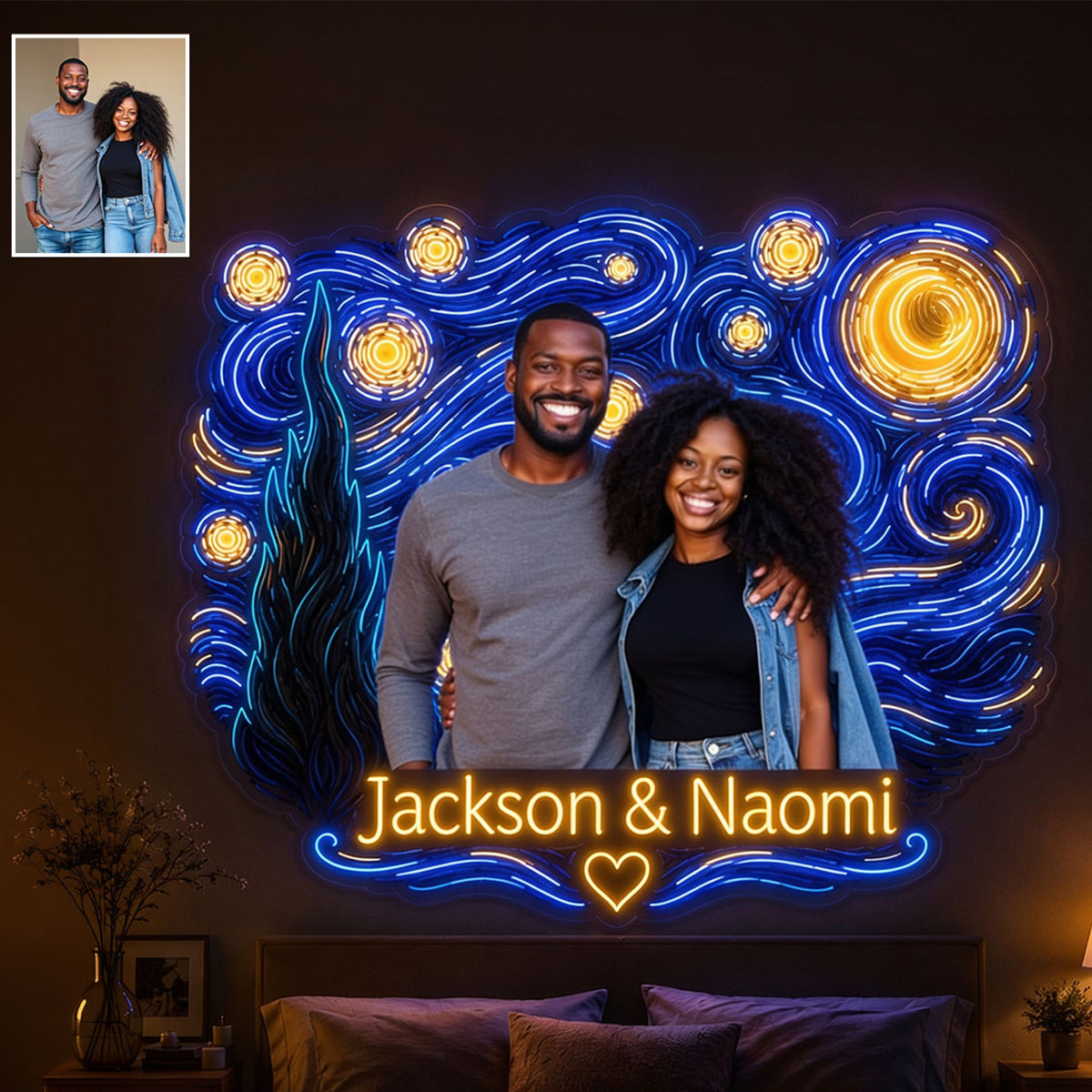 Beautiful Night Couple Gift - Personalized Couple Neon LED Light Sign