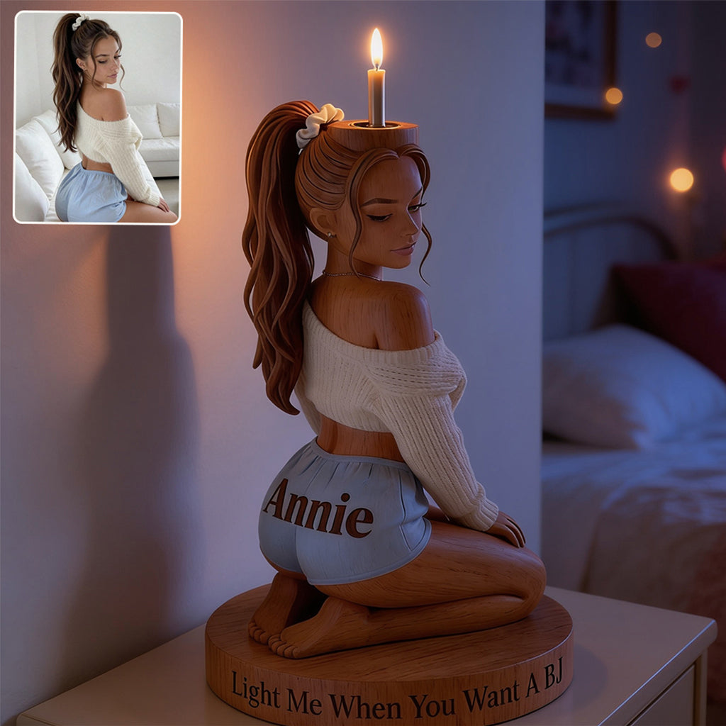 Light Me - Personalized Spicy Couple Custom Shape Wooden Candle Holder