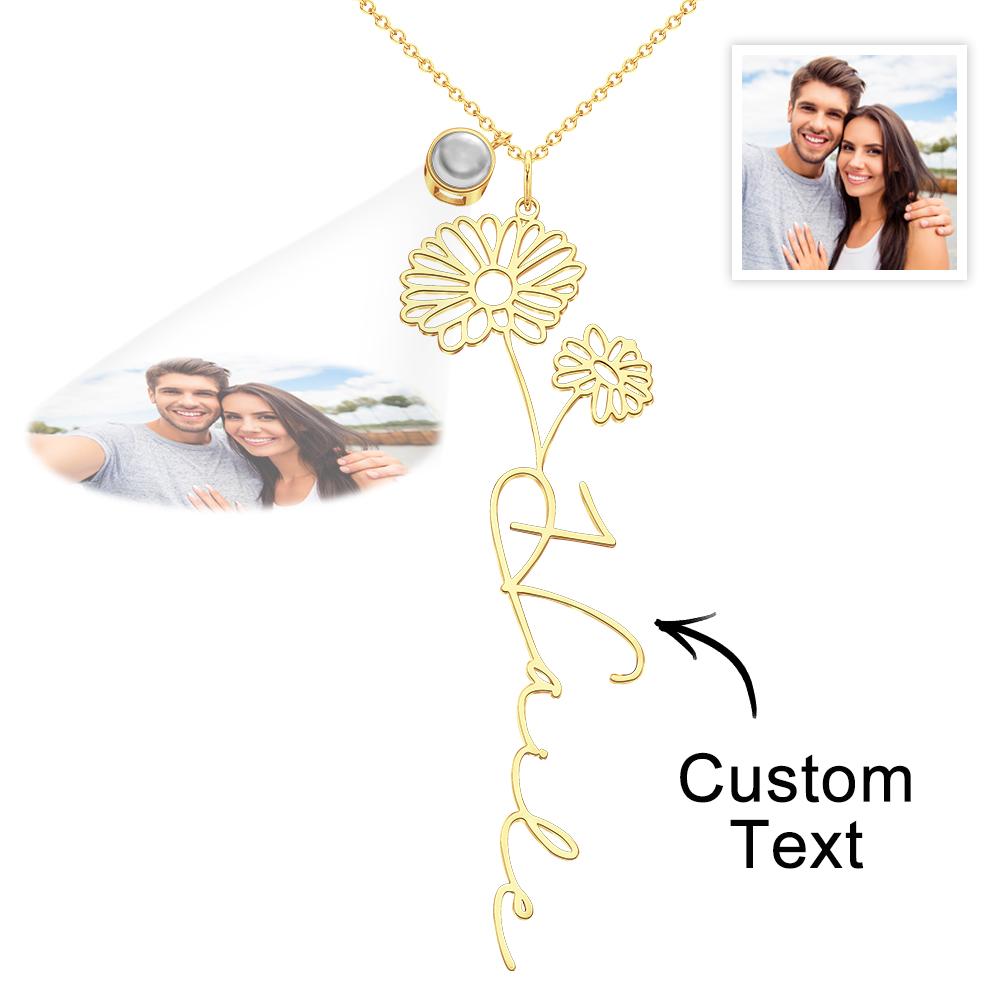 Birth Flower Photo Projection Charm - gift for anyone, who lost a loved one - Personalized Birth Flower Photo Projection Charm