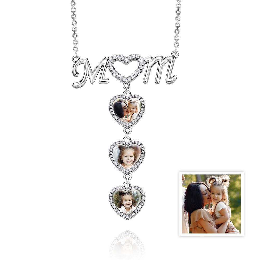 I Love You Mom - Personalized Mother Photo Heart Mom Necklace