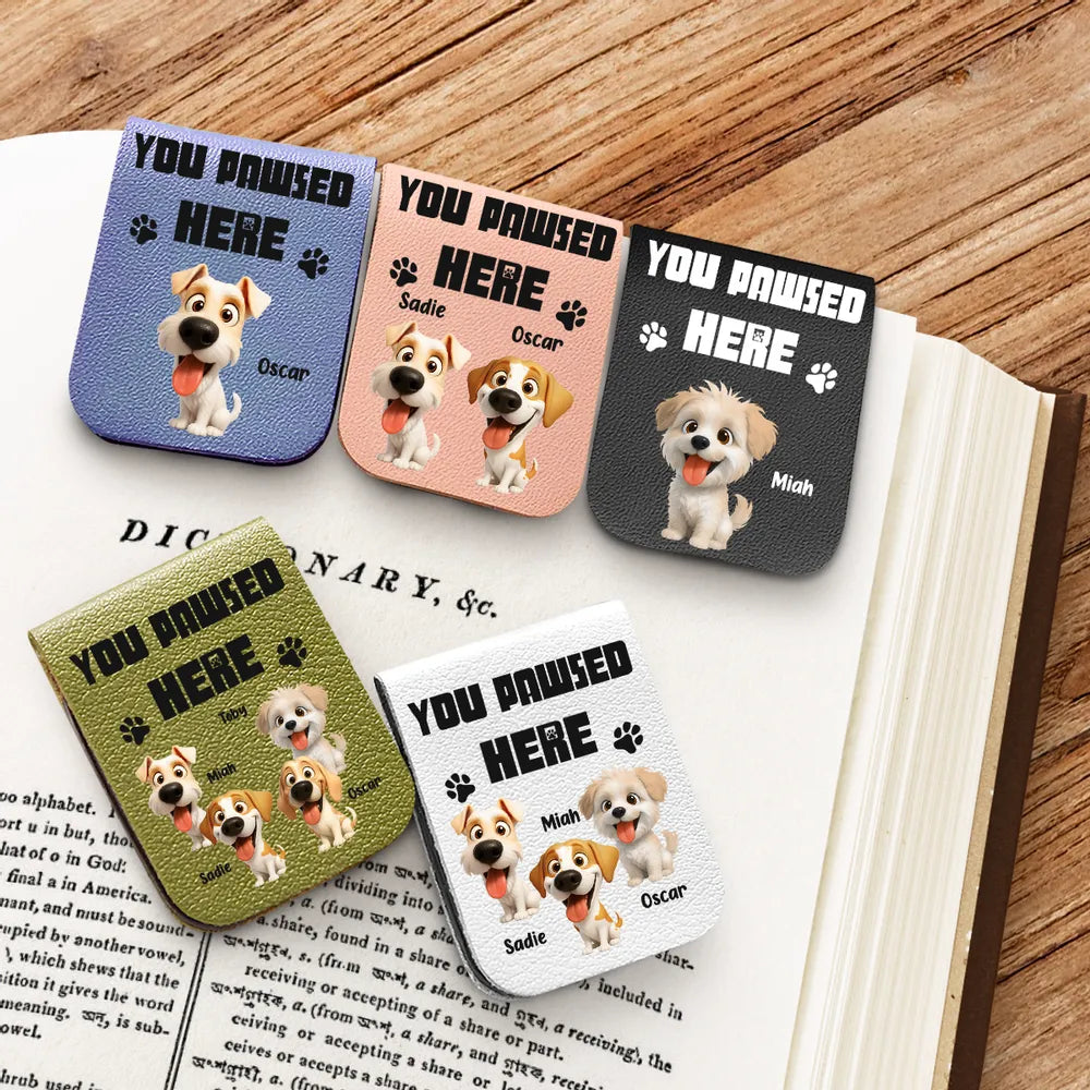 Dog-Themed Leather Magnetic Bookmark – Custom Gift for Book Lovers