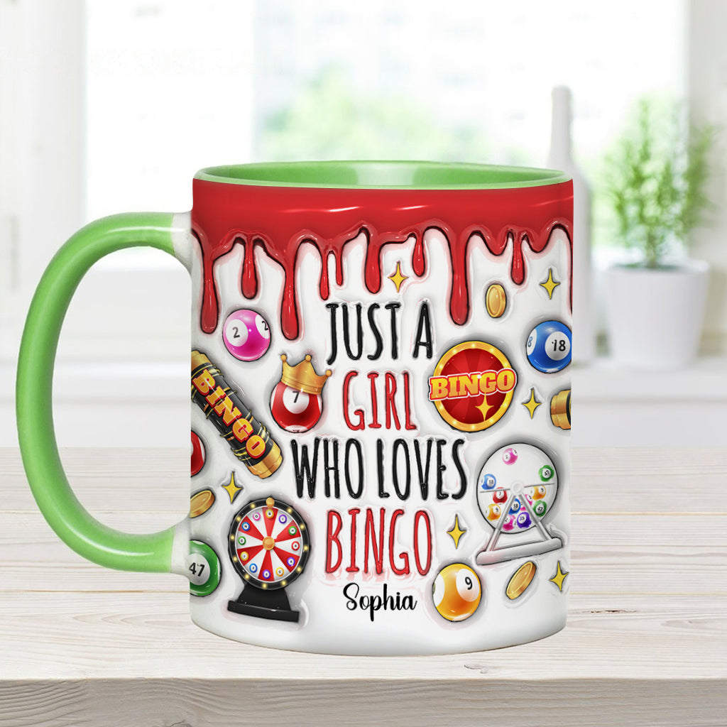 Just A Girl Who Loves Bingo - Personalized Bingo Player Accent Mug