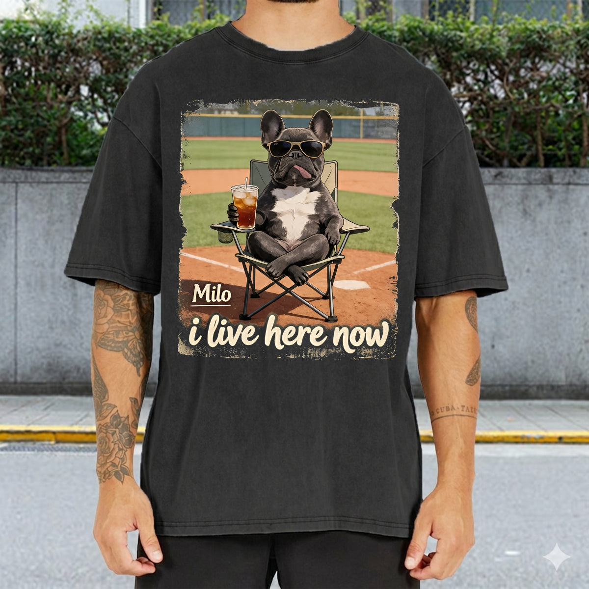 Custom Any Photo I Live Here Now - Personalized Dog Wash T-Shirt
