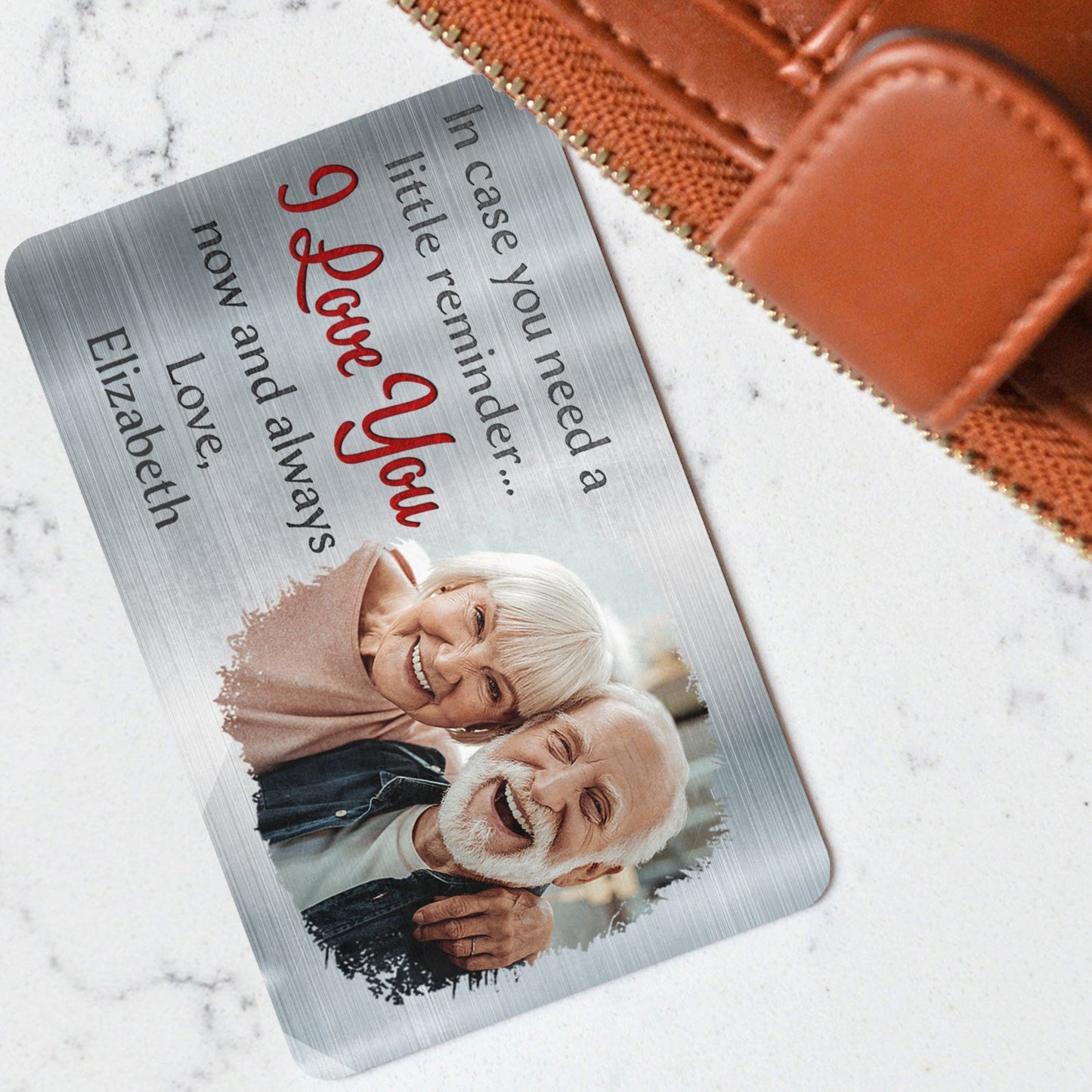 "I Love You" Custom Wallet Card – Engraved Love Message with Photo