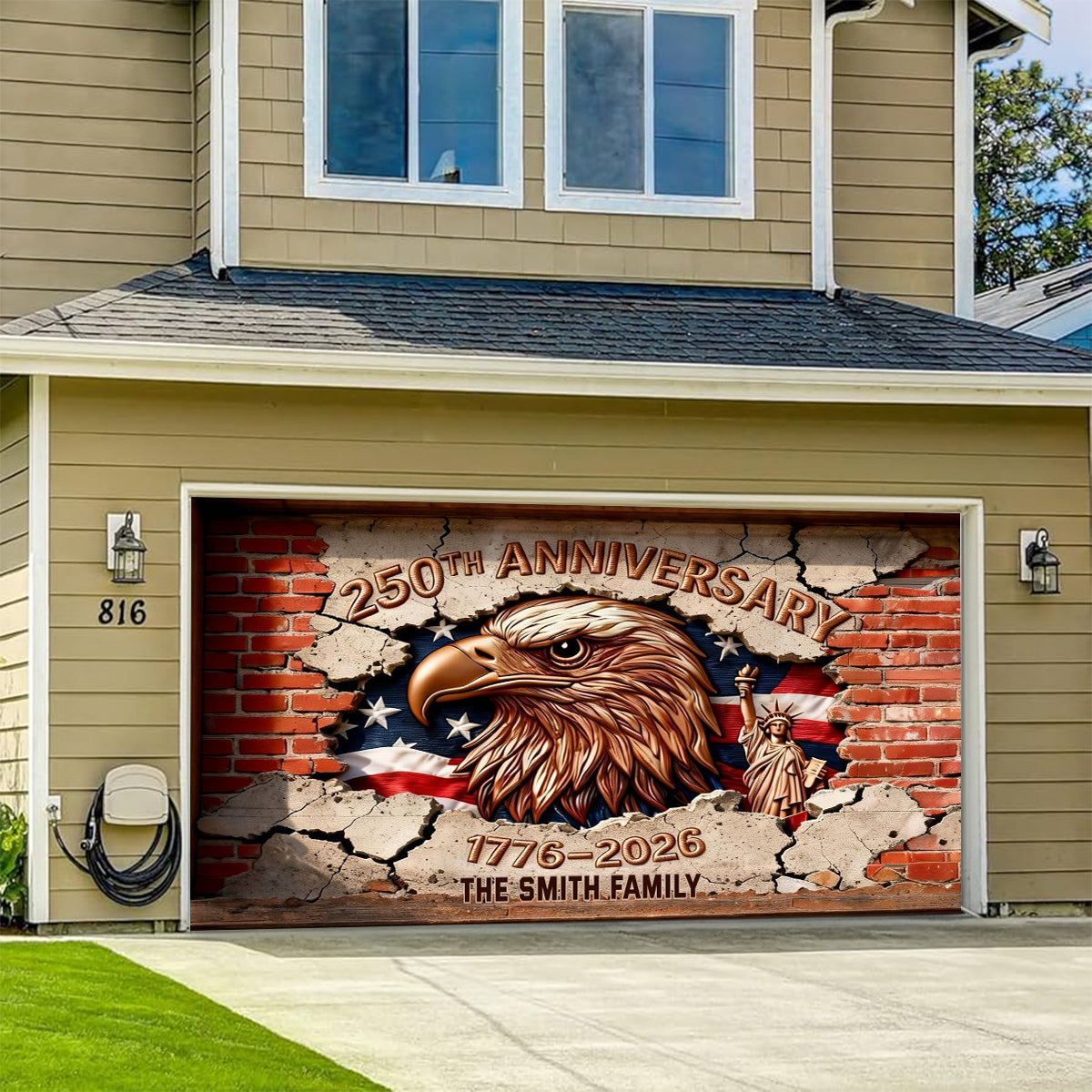 250 Years Of Blessing - Personalized Patriot Garage Door Banner