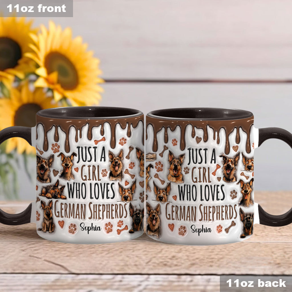 Just A Girl Who Loves German Shepherds - Personalized German Shepherd Dog Accent Mug