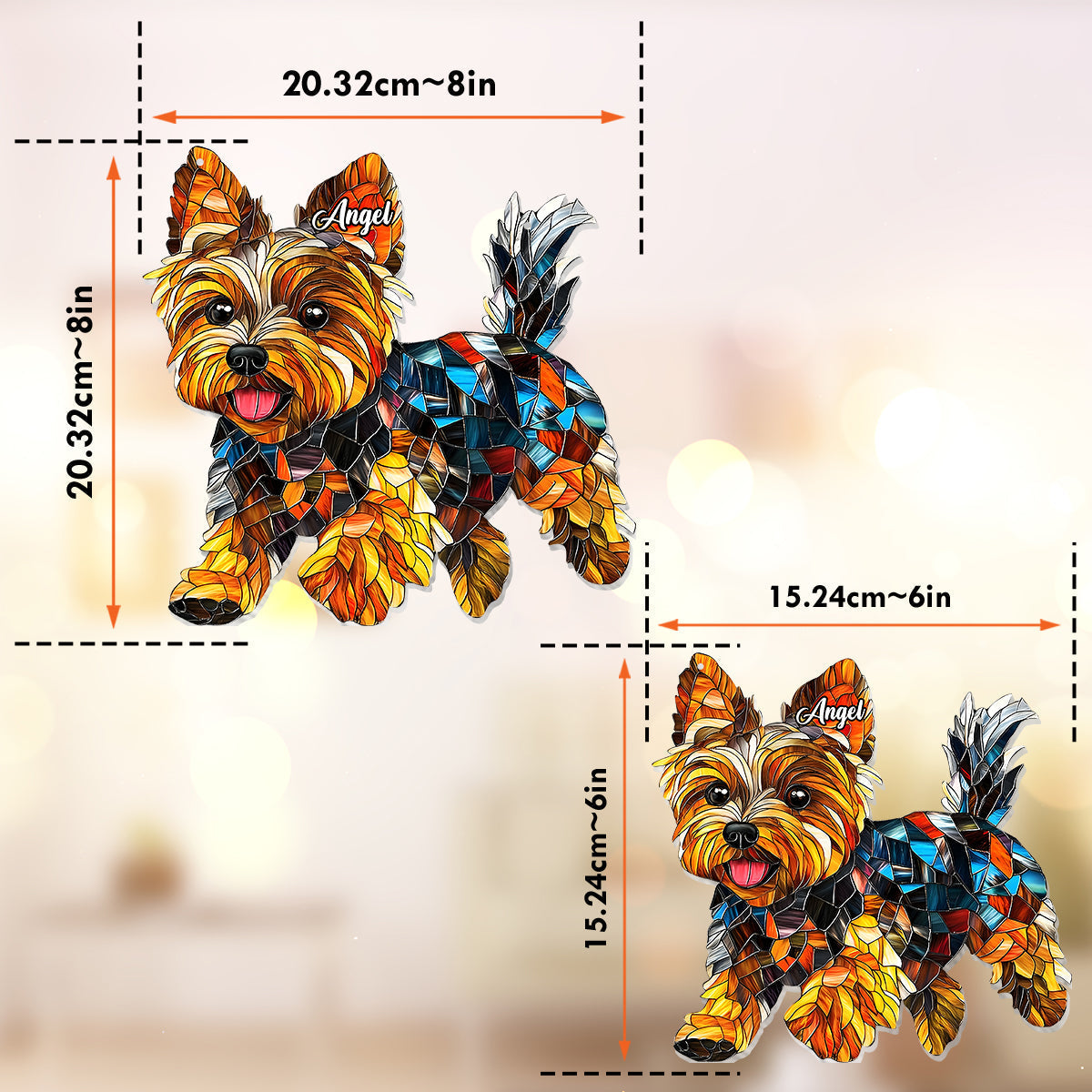 Adorable Yorkie - Personalized Yorkshire Terriers Window Hanging Suncatcher Ornament
