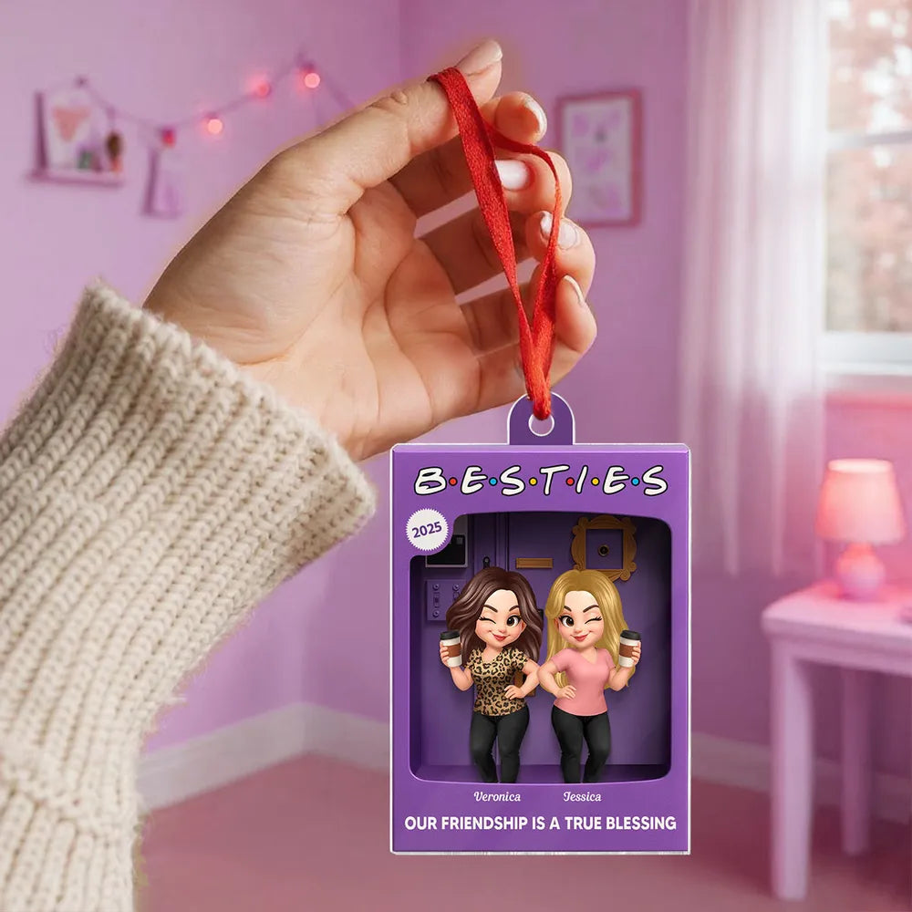 Christmas Decor/Car Charm: Personalized Besties Acrylic Ornament (2-5 Women) - A Sweet Friendship Holiday Keepsake