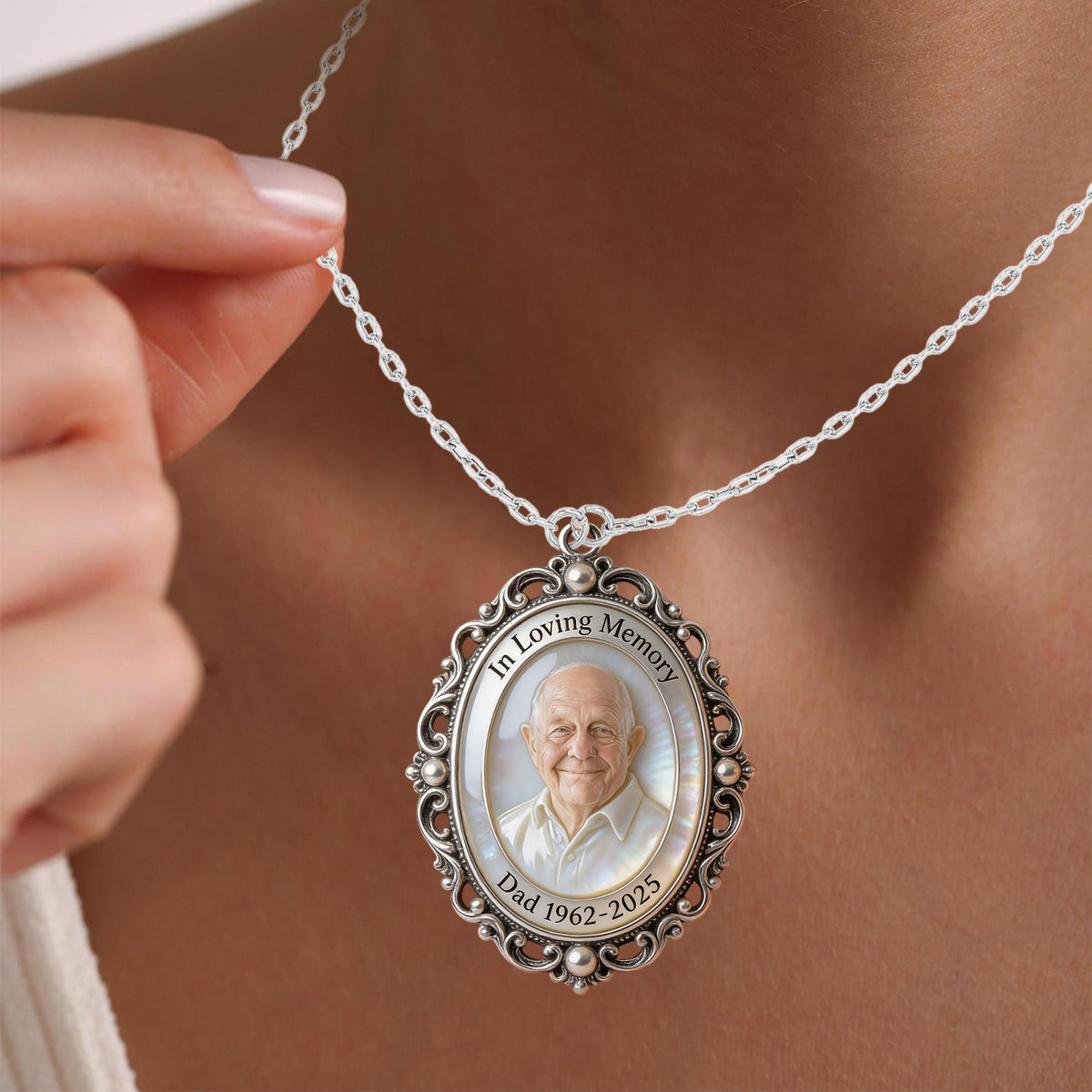 In Loving Memory - Personalized Memorial Shaped Metal Pendant Necklace
