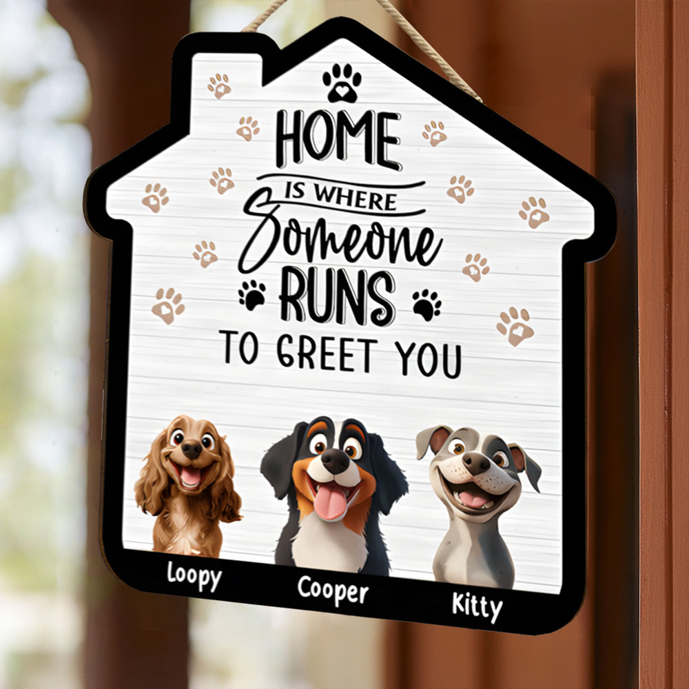 Cute Dog Family Wooden Sign – Perfect Home Decor for Pet Lovers