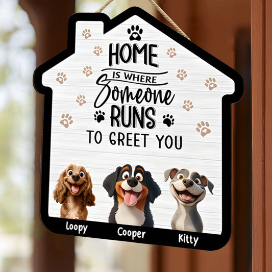 Cute Dog Family Wooden Sign – Perfect Home Decor for Pet Lovers