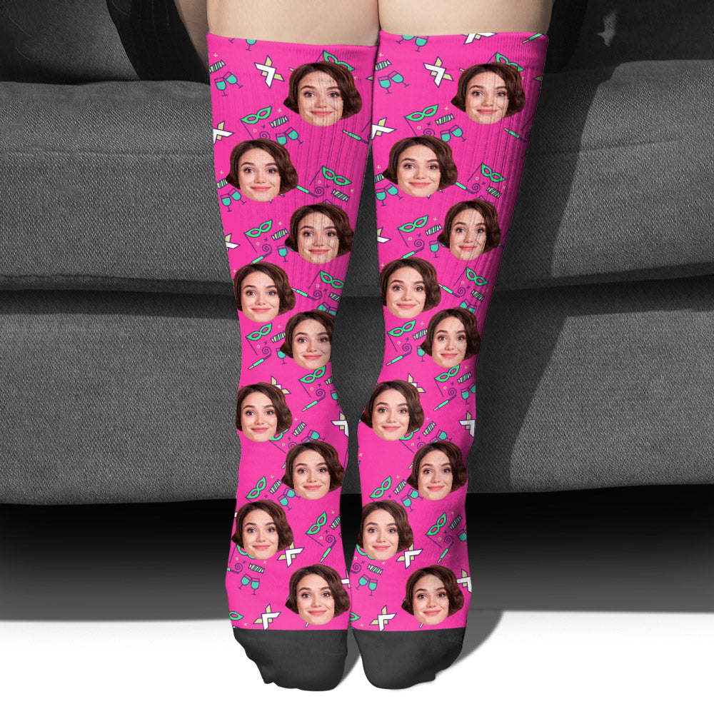 Custom Face Party Pattern - Personalized Aunt Socks