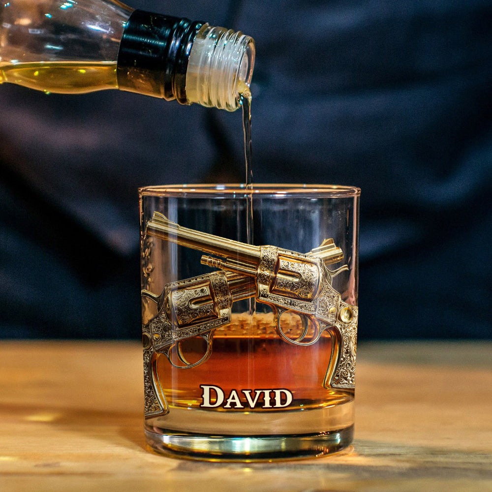 I like Whiskey And Guns And Maybe 3 People - Personalized Whisky Whiskey Glass