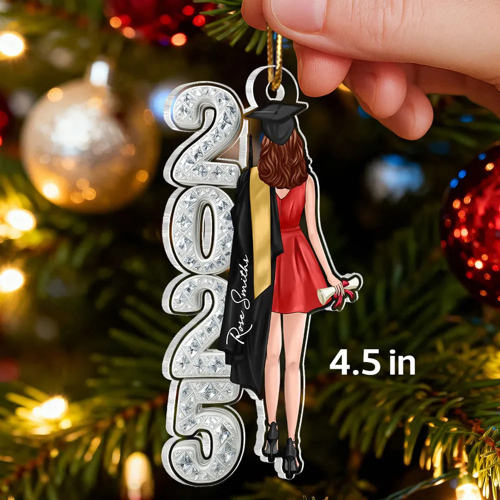 Acrylic Ornament for Graduation Memories, Personalized Year Design with Cap and Diploma, Heartwarming Unique Gift for Students