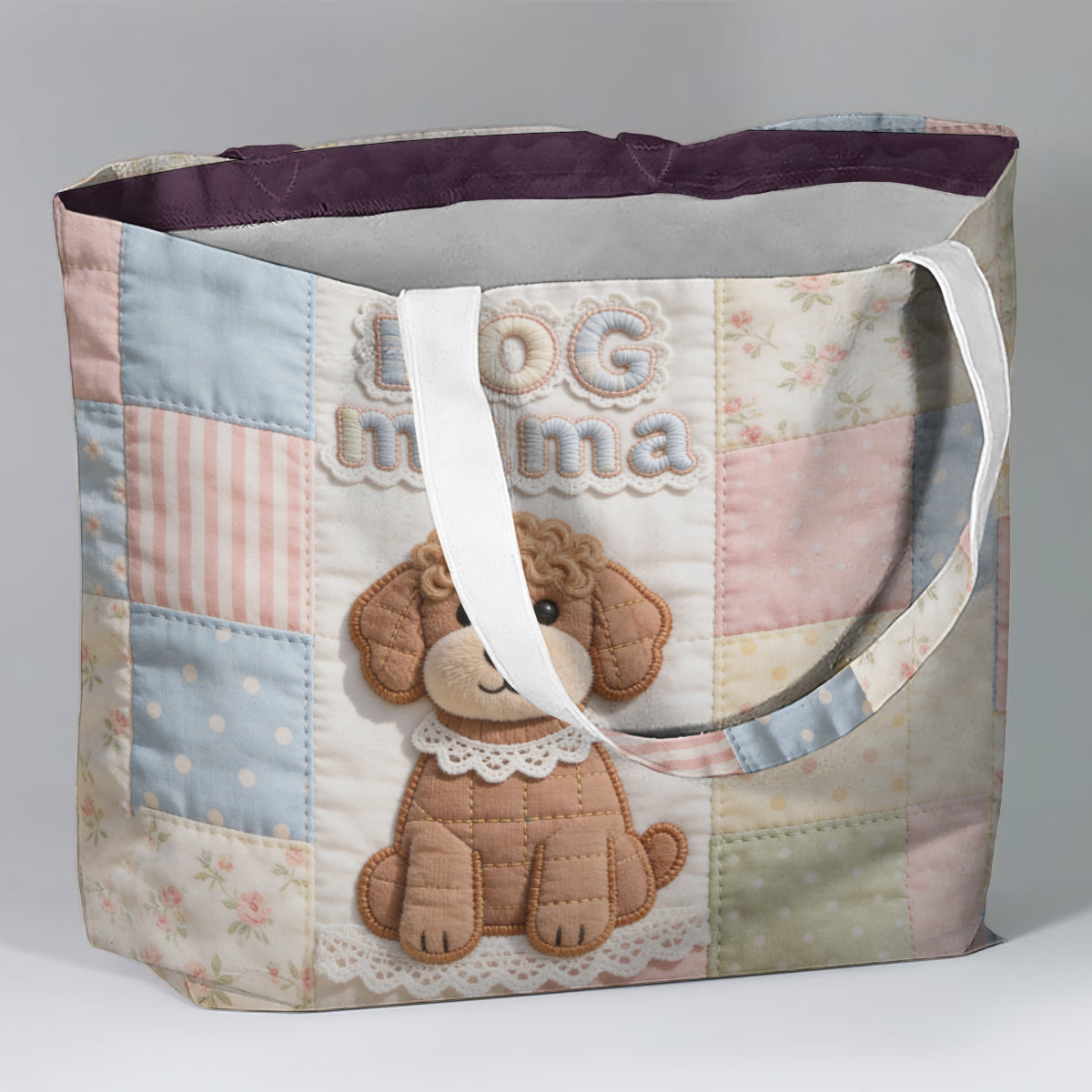 Dog Mama Gift Idea, Dog Lover Gift - Personalized Dog Quilted Tote Bag