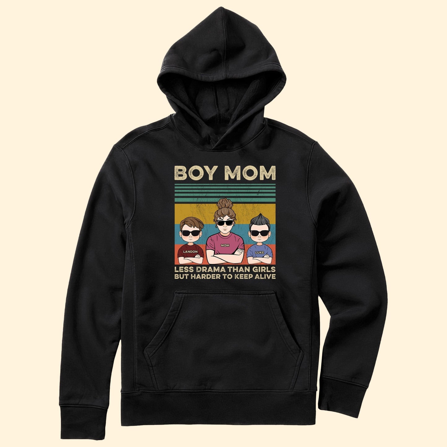 Boy Mom Retro Graphic Shirt - Personalized Family Matching Outfit for Cool Moms and Sons - Custom Name Gift