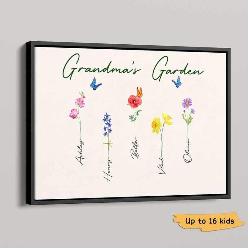 “Grandma’s Garden” Custom Floral Poster with Names & Flowers