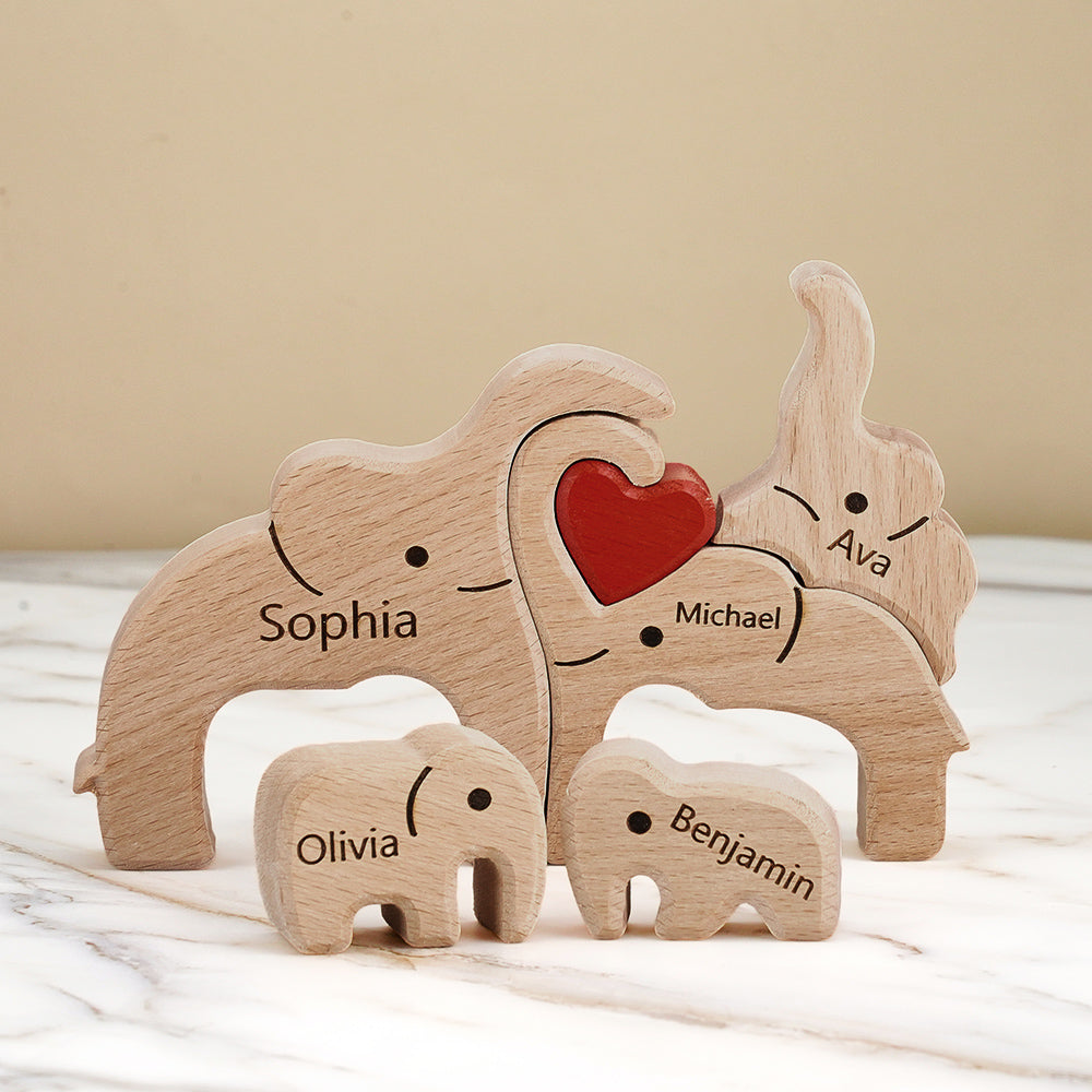 Elephant Family - Personalized Family Wooden Puzzle