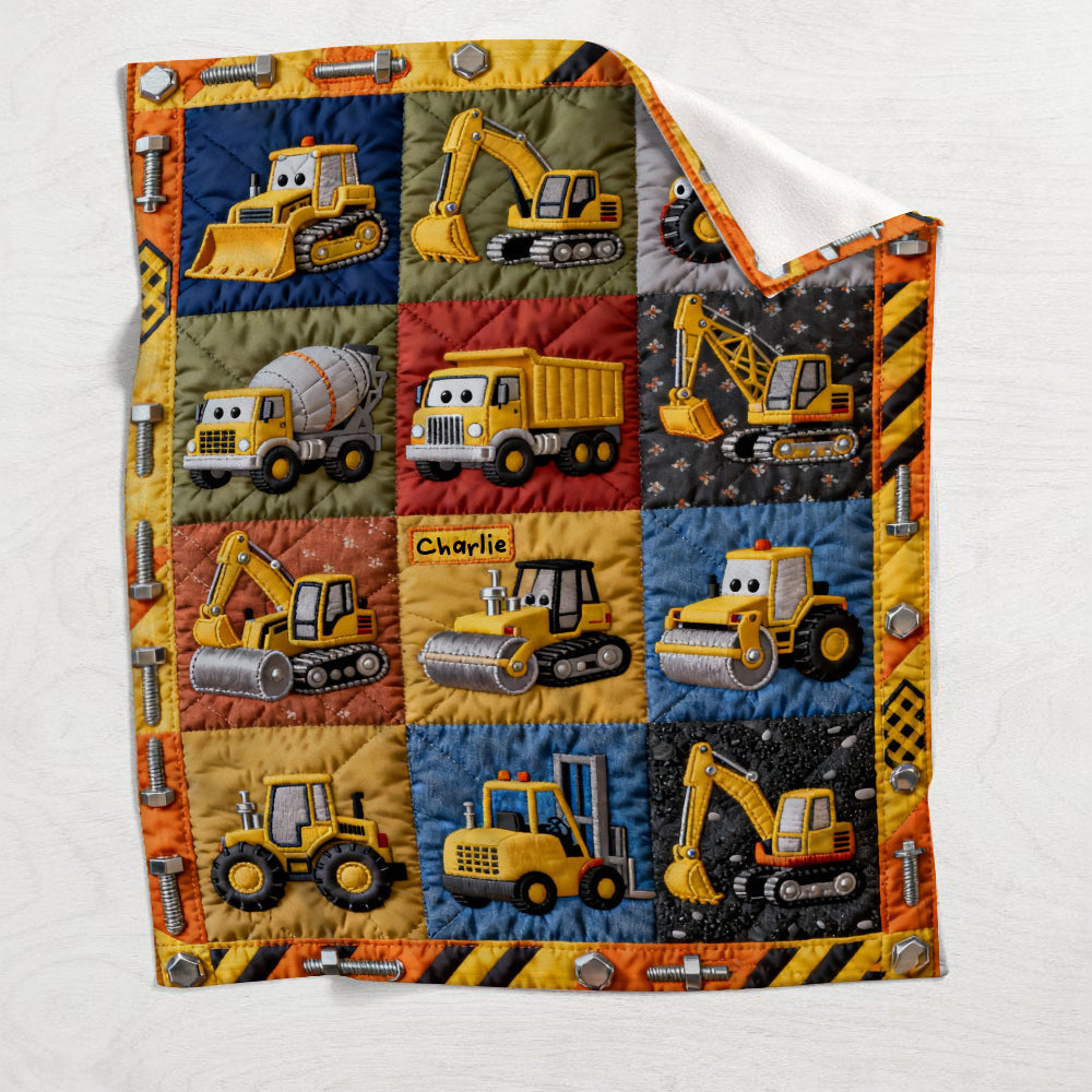 Construction Machines - Personalized Kid Blanket