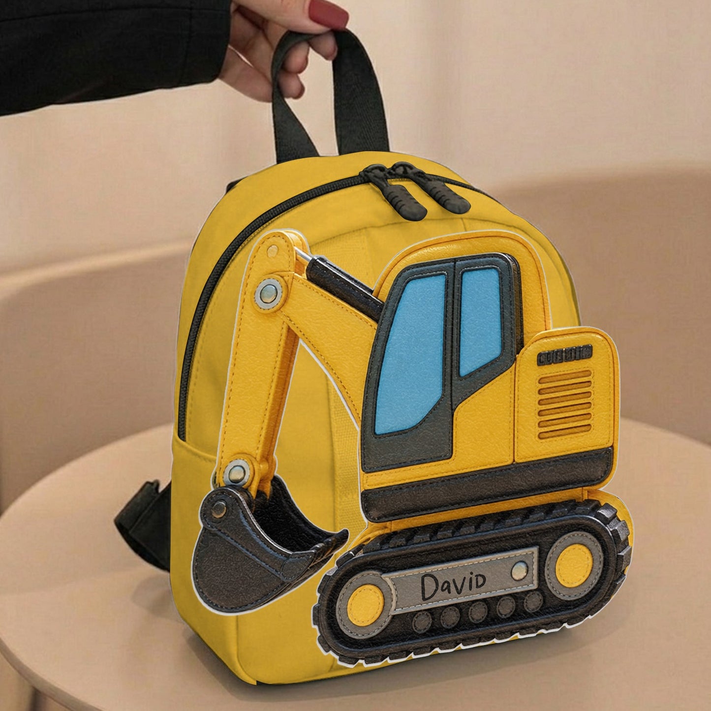 Kids Love Excavator, Unicorn, Capybara, Dinosaur - Personalized Kid Changeable Leather Patch Backpack
