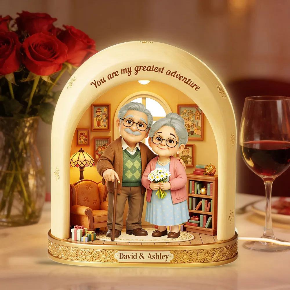 You are my greatest adventure Acrylic Light Box, Personalized Sweet Couple Keepsake Lamp for Bedroom or Bookshelf Gift