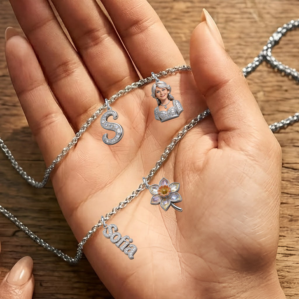 Alphabet Letter, Photo Transform And Flower - Personalized Self Love Metal Necklaces With Pendants