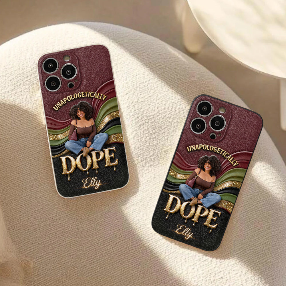 Happy Juneteeth, Black History, Black Pride - Personalized African American 3D Embossed Leather Phone Case