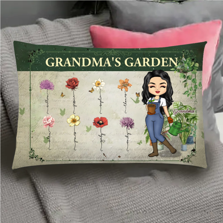 Grandma's Custom Garden: Personalized Grandchildren Flower Art Poster, Canvas, Ornament, and Metal Sign – Perfect for Home Decor or Gift