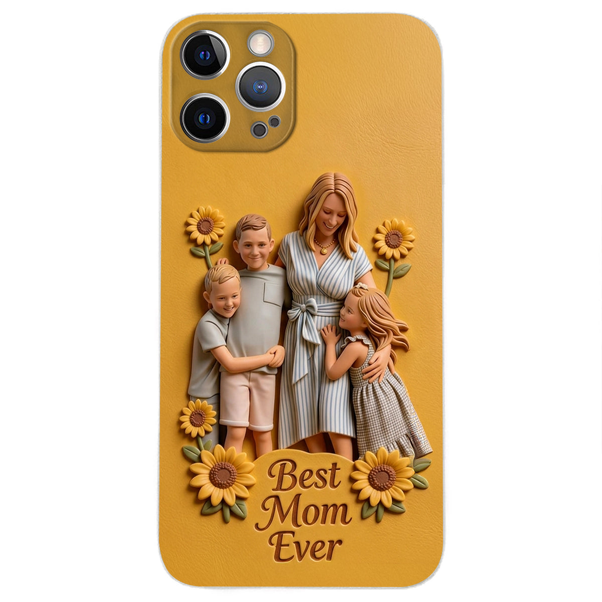 Best Mom Ever - Personalized Mother 3D Embossed Leather Phone Case