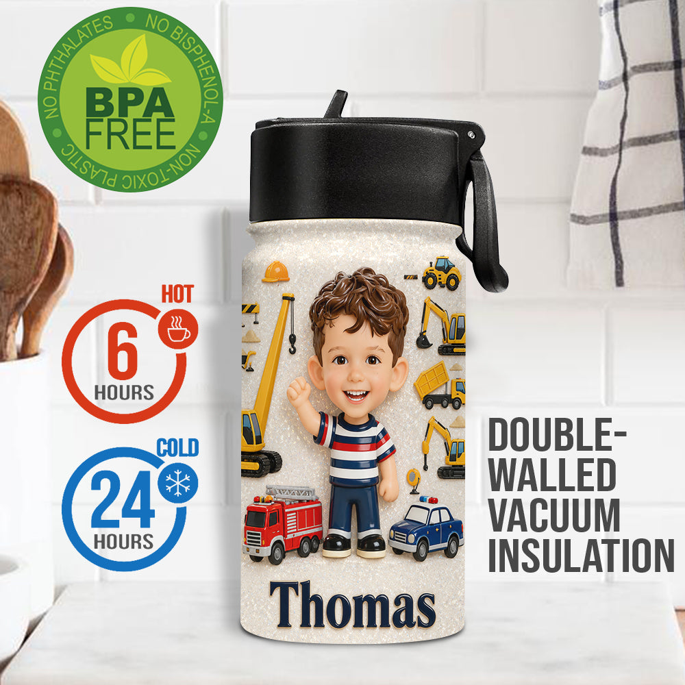 Custom Any Photo - Personalized Kid Kid Bottle With Plush Charm