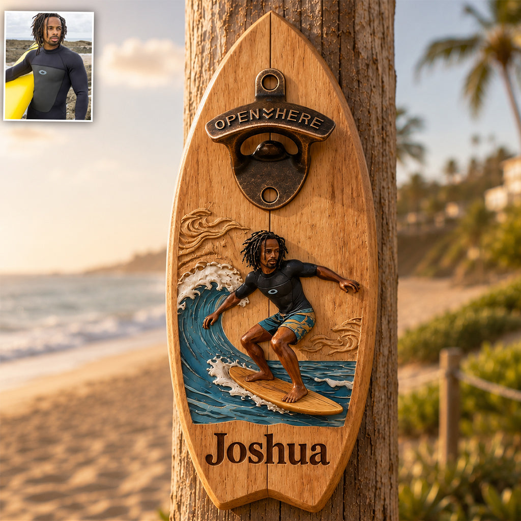 Beach Lover - Personalized Surfing Wall Bottle Opener