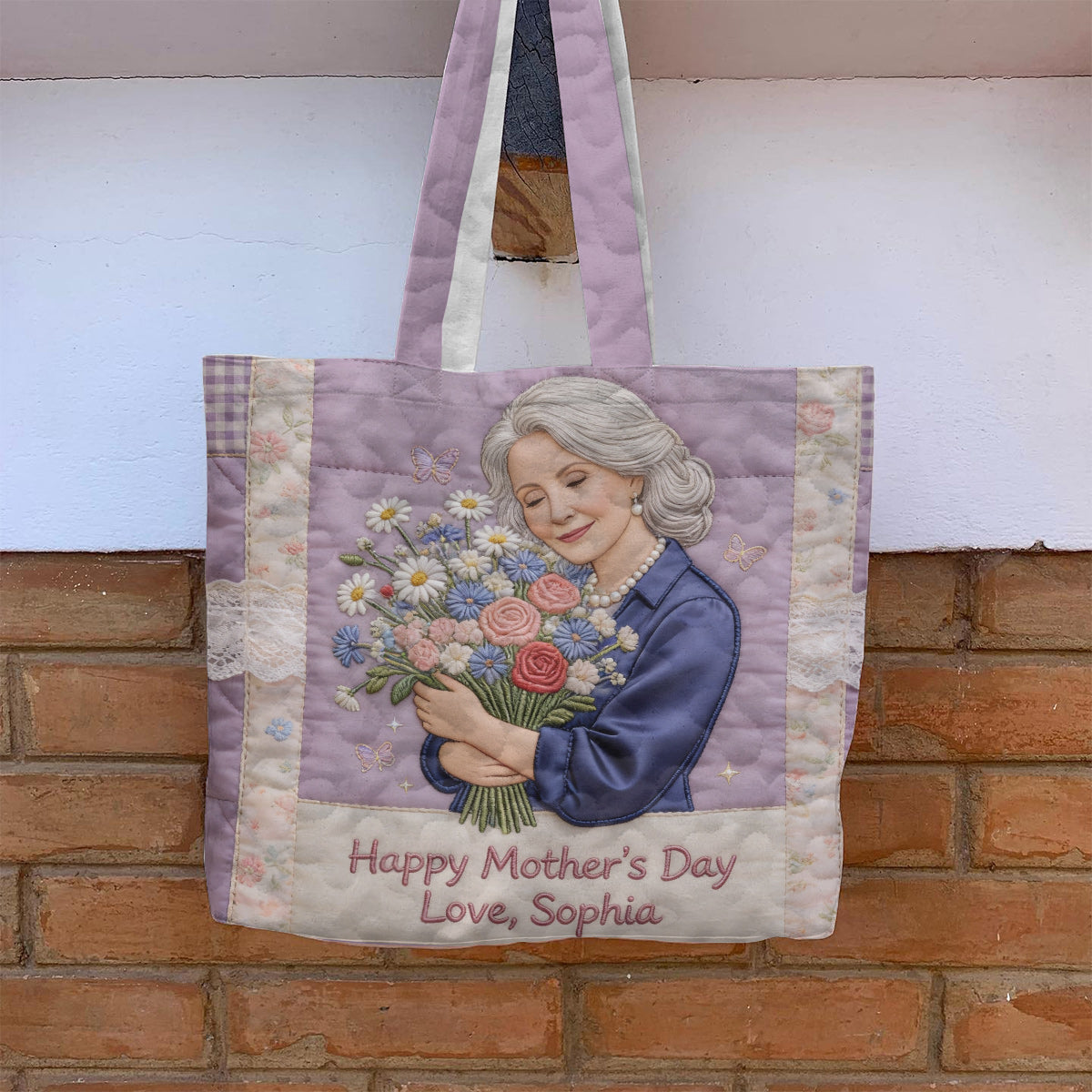 Custom Any Photo - Personalized Mother Quilted Tote Bag